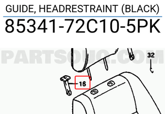Suzuki 8534172C105PK GUIDE, HEADRESTRAINT (BLACK)
