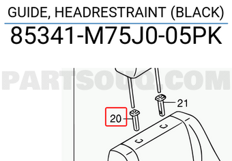Suzuki 85341M75J005PK GUIDE, HEADRESTRAINT (BLACK)