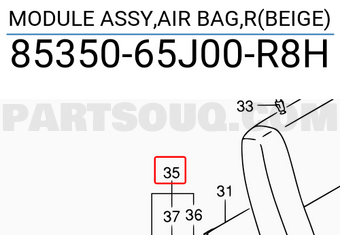 Suzuki 8535065J00R8H MODULE ASSY,AIR BAG,R(BEIGE)