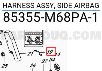 Suzuki 85355M68PA1 HARNESS ASSY, SIDE AIRBAG