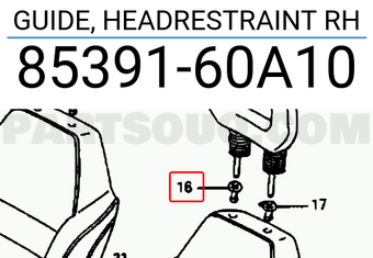 Suzuki 8539160A10 GUIDE, HEADRESTRAINT RH