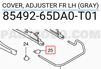 Suzuki 8549265DA0T01 COVER, ADJUSTER FR LH (GRAY)