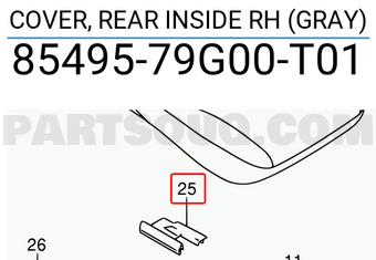Suzuki 8549579G00T01 COVER, REAR INSIDE RH (GRAY)