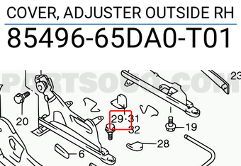 Suzuki 8549665DA0T01 COVER, ADJUSTER OUTSIDE RH