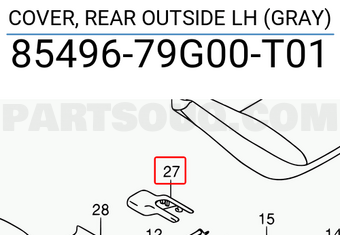 Suzuki 8549679G00T01 COVER, REAR OUTSIDE LH (GRAY)