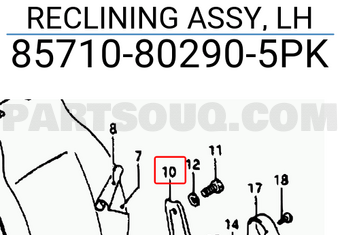 Suzuki 85710802905PK RECLINING ASSY, LH