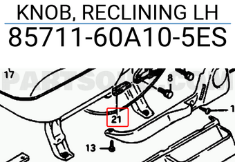 Suzuki 8571160A105ES KNOB, RECLINING LH