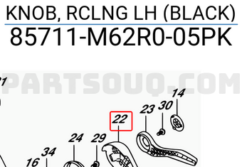 Suzuki 85711M62R005PK KNOB, RCLNG LH (BLACK)