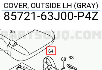 Suzuki 8572163J00P4Z COVER, OUTSIDE LH (GRAY)