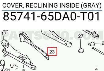 Suzuki 8574165DA0T01 COVER, RECLINING INSIDE (GRAY)