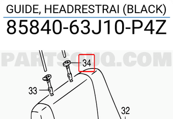 Suzuki 8584063J10P4Z GUIDE, HEADRESTRAI (BLACK)