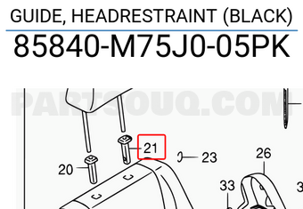 Suzuki 85840M75J005PK GUIDE, HEADRESTRAINT (BLACK)