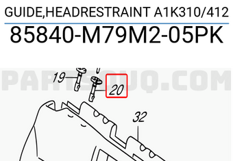 Suzuki 85840M79M205PK GUIDE,HEADRESTRAINT A1K310/412
