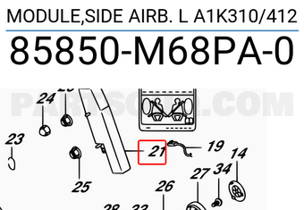 Suzuki 85850M68PA0 MODULE,SIDE AIRB. L A1K310/412