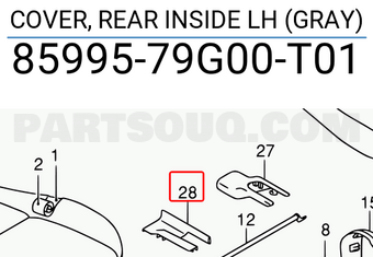 Suzuki 8599579G00T01 COVER, REAR INSIDE LH (GRAY)