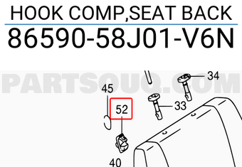 Suzuki 8659058J01V6N HOOK COMP,SEAT BACK