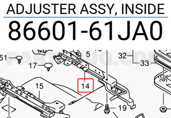 Suzuki 8660161JA0 ADJUSTER ASSY, INSIDE