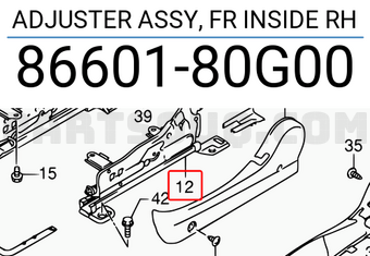 Suzuki 8660180G00 ADJUSTER ASSY, FR INSIDE RH