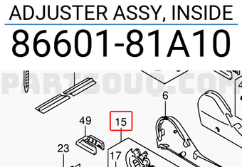 Suzuki 8660181A10 ADJUSTER ASSY, INSIDE