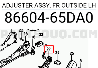 Suzuki 8660465DA0 ADJUSTER ASSY, FR OUTSIDE LH