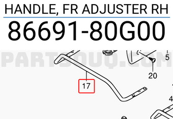 Suzuki 8669180G00 HANDLE, FR ADJUSTER RH