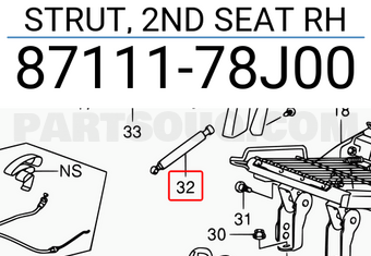 Suzuki 8711178J00 STRUT, 2ND SEAT RH