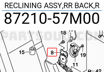 Suzuki 8721057M00 RECLINING ASSY,RR BACK,R