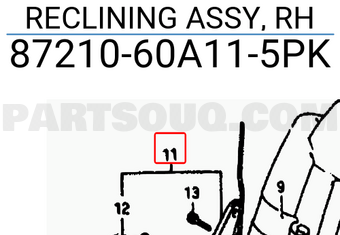 Suzuki 8721060A115PK RECLINING ASSY, RH