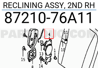 Suzuki 8721076A11 RECLINING ASSY, 2ND RH