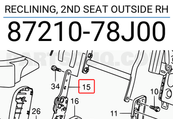 Suzuki 8721078J00 RECLINING, 2ND SEAT OUTSIDE RH