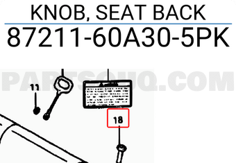 Suzuki 8721160A305PK KNOB, SEAT BACK