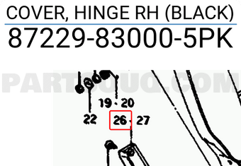 Suzuki 87229830005PK COVER, HINGE RH (BLACK)