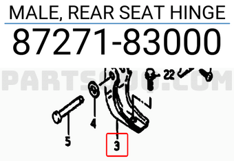 Suzuki 8727183000 MALE, REAR SEAT HINGE