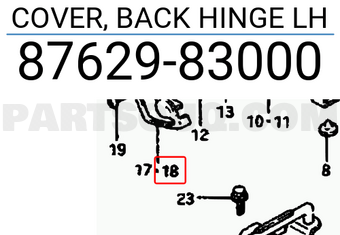 Suzuki 8762983000 COVER, BACK HINGE LH