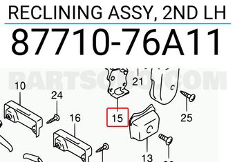 Suzuki 8771076A11 RECLINING ASSY, 2ND LH