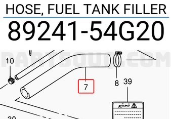 Suzuki 8924154G20 HOSE, FUEL TANK FILLER