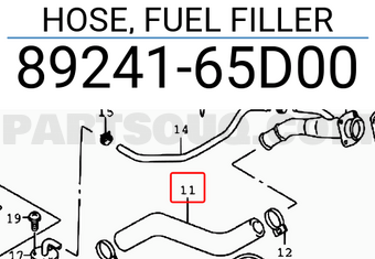 Suzuki 8924165D00 HOSE, FUEL FILLER