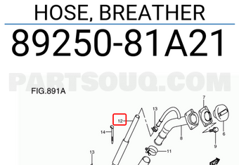 Suzuki 8925081A21 HOSE, BREATHER