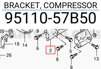 Suzuki 9511057B50 BRACKET, COMPRESSOR