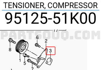 Suzuki 9512551K00 TENSIONER, COMPRESSOR