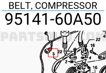 Suzuki 9514160A50 BELT, COMPRESSOR