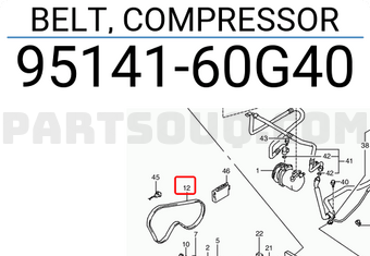 Suzuki 9514160G40 BELT, COMPRESSOR