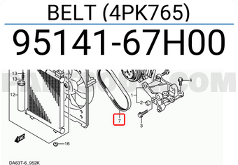 Suzuki 9514167H00 BELT (4PK765)