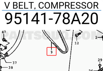 Suzuki 9514178A20 V BELT, COMPRESSOR