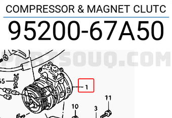 Suzuki 9520067A50 COMPRESSOR & MAGNET CLUTC