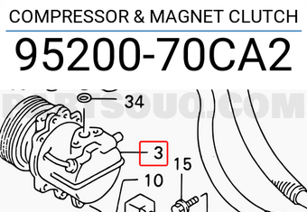 Suzuki 9520070CA2 COMPRESSOR & MAGNET CLUTCH