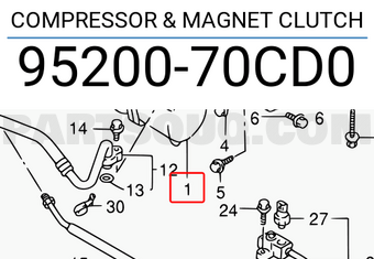 Suzuki 9520070CD0 COMPRESSOR & MAGNET CLUTCH