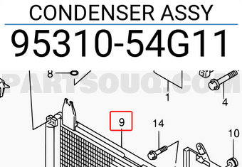 Suzuki 9531054G11 CONDENSER ASSY