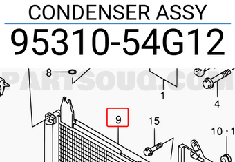 Suzuki 9531054G12 CONDENSER ASSY