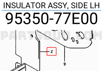 Suzuki 9535077E00 INSULATOR ASSY, SIDE LH